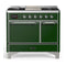 ILVE Majestic III 40-inch Dual Fuel Range with 5 Liquid Propane Burner, Griddle and Solid Door Electric Oven in Emerald Green with Chrome Trim (UMD40FQNR3EGCLP)