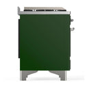 ILVE Majestic III 40-inch Dual Fuel Range with 6 Natural Gas Burner, Griddle and Solid Door Electric Oven in Emerald Green with Chrome Trim (UMD40FQNR3EGC)