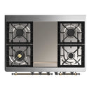 ILVE Majestic III 40-inch Dual Fuel Range with 6 Natural Gas Burner, Griddle and Solid Door Electric Oven in Midnight Blue with Burnished Trim (UMD40FQNR3MBB)