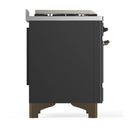 ILVE Majestic III 40-inch Dual Fuel Range with 5 Liquid Propane Burner, Griddle and Solid Door Electric Oven in Graphite Matte with Burnished Trim (UMD40FQNR3MGBLP)