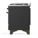 ILVE Majestic III 40-inch Dual Fuel Range with 6 Natural Gas Burner, Griddle and Solid Door Electric Oven in Graphite Matte with Burnished Trim (UMD40FQNR3MGB)