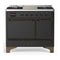 ILVE Majestic III 40-inch Dual Fuel Range with 5 Liquid Propane Burner, Griddle and Solid Door Electric Oven in Graphite Matte with Burnished Trim (UMD40FQNR3MGBLP)