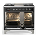 ILVE Majestic III 40-inch Dual Fuel Range with 6 Natural Gas Burner, Griddle and Solid Door Electric Oven in Graphite Matte with Chrome Trim (UMD40FQNR3MGC)