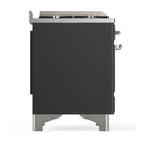 ILVE Majestic III 40-inch Dual Fuel Range with 6 Natural Gas Burner, Griddle and Solid Door Electric Oven in Graphite Matte with Chrome Trim (UMD40FQNR3MGC)