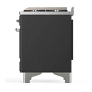 ILVE Majestic III 40-inch Dual Fuel Range with 6 Natural Gas Burner, Griddle and Solid Door Electric Oven in Graphite Matte with Chrome Trim (UMD40FQNR3MGC)