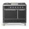 ILVE Majestic III 40-inch Dual Fuel Range with 5 Liquid Propane Burner, Griddle and Solid Door Electric Oven in Graphite Matte with Chrome Trim (UMD40FQNR3MGCLP)