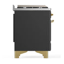 ILVE Majestic III 40-inch Dual Fuel Range with 5 Liquid Propane Burner, Griddle and Solid Door Electric Oven in Graphite Matte with Brass Trim (UMD40FQNR3MGGLP)