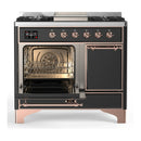 ILVE Majestic III 40-inch Dual Fuel Range with 6 Natural Gas Burner, Griddle and Solid Door Electric Oven in Graphite Matte with Copper Trim (UMD40FQNR3MGP)