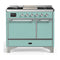 ILVE Majestic III 40-inch Dual Fuel Range with 5 Liquid Propane Burner, Griddle and Solid Door Electric Oven in Mediterranean Mint with Chrome Trim (UMD40FQNR3MMCLP)