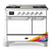 ILVE Majestic III 40-inch Dual Fuel Range with 5 Liquid Propane Burner, Griddle and Solid Door Electric Oven in RAL with Chrome Trim (UMD40FQNR3RACLP)