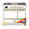 ILVE Majestic III 40-inch Dual Fuel Range with 5 Liquid Propane Burner, Griddle and Solid Door Electric Oven in RAL with Brass Trim (UMD40FQNR3RAGLP)