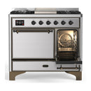 ILVE Majestic III 40-inch Dual Fuel Range with 5 Liquid Propane Burner, Griddle and Solid Door Electric Oven in Stainless Steel with Burnished Trim (UMD40FQNR3SSBLP)