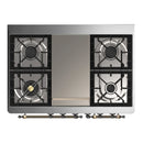 ILVE Majestic III 40-inch Dual Fuel Range with 5 Liquid Propane Burner, Griddle and Solid Door Electric Oven in Stainless Steel with Burnished Trim (UMD40FQNR3SSBLP)