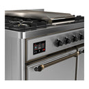 ILVE Majestic III 40-inch Dual Fuel Range with 5 Liquid Propane Burner, Griddle and Solid Door Electric Oven in Stainless Steel with Burnished Trim (UMD40FQNR3SSBLP)