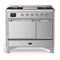 ILVE Majestic III 40-inch Dual Fuel Range with 5 Liquid Propane Burner, Griddle and Solid Door Electric Oven in Stainless Steel with Chrome Trim (UMD40FQNR3SSCLP)