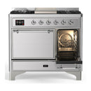 ILVE Majestic III 40-inch Dual Fuel Range with 6 Natural Gas Burner, Griddle and Solid Door Electric Oven in Stainless Steel with Chrome Trim (UMD40FQNR3SSC)