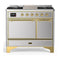 ILVE Majestic III 40-inch Dual Fuel Range with 5 Liquid Propane Burner, Griddle and Solid Door Electric Oven in Stainless Steel with Brass Trim (UMD40FQNR3SSGLP)