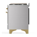 ILVE Majestic III 40-inch Dual Fuel Range with 6 Natural Gas Burner, Griddle and Solid Door Electric Oven in Stainless Steel with Brass Trim (UMD40FQNR3SSG)