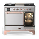 ILVE Majestic III 40-inch Dual Fuel Range with 6 Natural Gas Burner, Griddle and Solid Door Electric Oven in Stainless Steel with Copper Trim (UMD40FQNR3SSP)