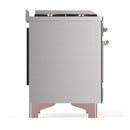 ILVE Majestic III 40-inch Dual Fuel Range with 6 Natural Gas Burner, Griddle and Solid Door Electric Oven in Stainless Steel with Copper Trim (UMD40FQNR3SSP)