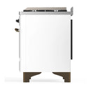 ILVE Majestic III 40-inch Dual Fuel Range with 5 Liquid Propane Burner, Griddle and Solid Door Electric Oven in White with Burnished Trim (UMD40FQNR3WHBLP)
