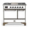 ILVE Majestic III 40-inch Dual Fuel Range with 5 Liquid Propane Burner, Griddle and Solid Door Electric Oven in White with Burnished Trim (UMD40FQNR3WHBLP)