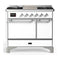 ILVE Majestic III 40-inch Dual Fuel Range with 5 Liquid Propane Burner, Griddle and Solid Door Electric Oven in White with Chrome Trim (UMD40FQNR3WHCLP)