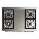 ILVE Majestic III 40-inch Dual Fuel Range with 5 Liquid Propane Burner, Griddle and Solid Door Electric Oven in White with Chrome Trim (UMD40FQNR3WHCLP)
