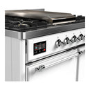 ILVE Majestic III 40-inch Dual Fuel Range with 5 Liquid Propane Burner, Griddle and Solid Door Electric Oven in White with Chrome Trim (UMD40FQNR3WHCLP)