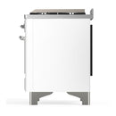 ILVE Majestic III 40-inch Dual Fuel Range with 5 Liquid Propane Burner, Griddle and Solid Door Electric Oven in White with Chrome Trim (UMD40FQNR3WHCLP)