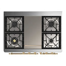 ILVE Majestic III 40-inch Dual Fuel Range with 6 Natural Gas Burner, Griddle and Solid Door Electric Oven in White with Brass Trim (UMD40FQNR3WHG)