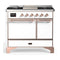 ILVE Majestic III 40-inch Dual Fuel Range with 6 Natural Gas Burner, Griddle and Solid Door Electric Oven in White with Copper Trim (UMD40FQNR3WHP)