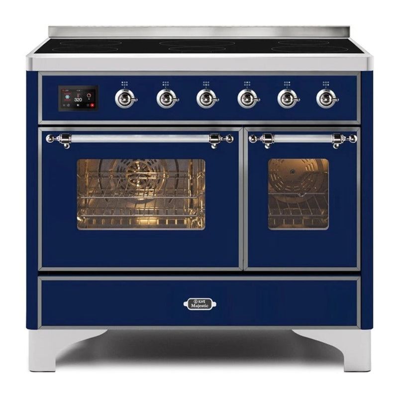 ILVE 40-Inch Majestic II induction Range with 6 Elements and 3.82 cu. ft. Oven in Midnight Blue with Chrome Trim (UMDI10NS3MBC)