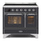 ILVE 40-Inch Majestic II induction Range with 6 Elements - 3.82 cu. ft. Oven in Matte Graphite with Chrome Trim (UMDI10NS3MGC)