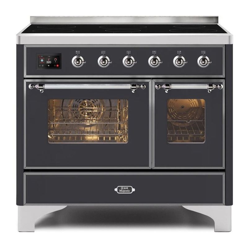 ILVE 40-Inch Majestic II induction Range with 6 Elements - 3.82 cu. ft. Oven in Matte Graphite with Chrome Trim (UMDI10NS3MGC)