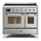 ILVE 40-Inch Majestic II induction Range with 6 Elements - 3.82 cu. ft. Oven - Chrome Trim in Stainless Steel (UMDI10NS3SSC)