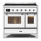 ILVE 40-Inch Majestic II induction Range with 6 Elements - 3.82 cu. ft. Oven - Chrome Trim in White (UMDI10NS3WHC)