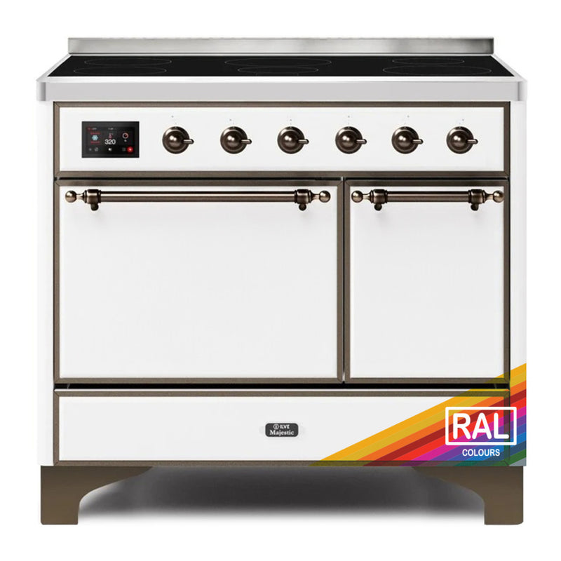 ILVE 40-Inch Majestic II induction Range with 6 Elements and Solid Door Dual Oven in Custom RAL with Bronze Trim  (UMDI10QNS3RALB)