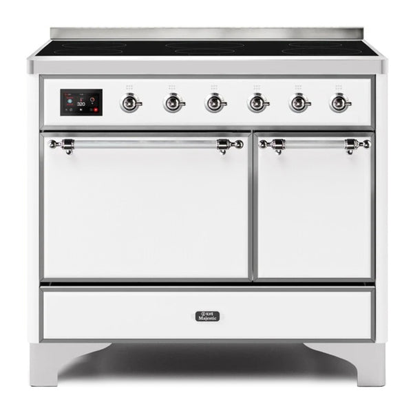 ILVE 40-Inch Majestic II induction Range with 6 Elements Solid Door Dual Oven in White (UMDI10QNS3WHC)