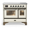ILVE Majestic III 40-Inch Induction Range with 6 Induction Elements and Triple Glass Door Electric Oven in Antique White with Burnished Trim (UMDIB40NR3AWB)