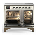 ILVE Majestic III 40-Inch Induction Range with 6 Induction Elements and Triple Glass Door Electric Oven in Antique White with Burnished Trim (UMDIB40NR3AWB)