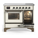 ILVE Majestic III 40-Inch Induction Range with 6 Induction Elements and Triple Glass Door Electric Oven in Antique White with Burnished Trim (UMDIB40NR3AWB)