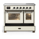 ILVE Majestic III 40-Inch Induction Range with 6 Induction Elements and Triple Glass Door Electric Oven in Antique White with Burnished Trim (UMDIB40NR3AWB)