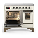 ILVE Majestic III 40-Inch Induction Range with 6 Induction Elements and Triple Glass Door Electric Oven in Antique White with Burnished Trim (UMDIB40NR3AWB)