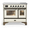 ILVE Majestic III 40-Inch Induction Range with 6 Induction Elements and Triple Glass Door Electric Oven in Antique White with Burnished Trim (UMDIB40NR3AWB)