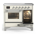 ILVE Majestic III 40-Inch Induction Range with 6 Induction Elements and Triple Glass Door Electric Oven in Antique White with Chrome Trim (UMDIB40NR3AWC)