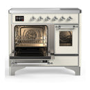 ILVE Majestic III 40-Inch Induction Range with 6 Induction Elements and Triple Glass Door Electric Oven in Antique White with Chrome Trim (UMDIB40NR3AWC)
