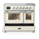 ILVE Majestic III 40-Inch Induction Range with 6 Induction Elements and Triple Glass Door Electric Oven in Antique White with Chrome Trim (UMDIB40NR3AWC)
