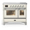 ILVE Majestic III 40-Inch Induction Range with 6 Induction Elements and Triple Glass Door Electric Oven in Antique White with Chrome Trim (UMDIB40NR3AWC)