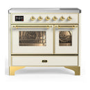 ILVE Majestic III 40-Inch Induction Range with 6 Induction Elements and Triple Glass Door Electric Oven in Antique White with Brass Trim (UMDIB40NR3AWG)